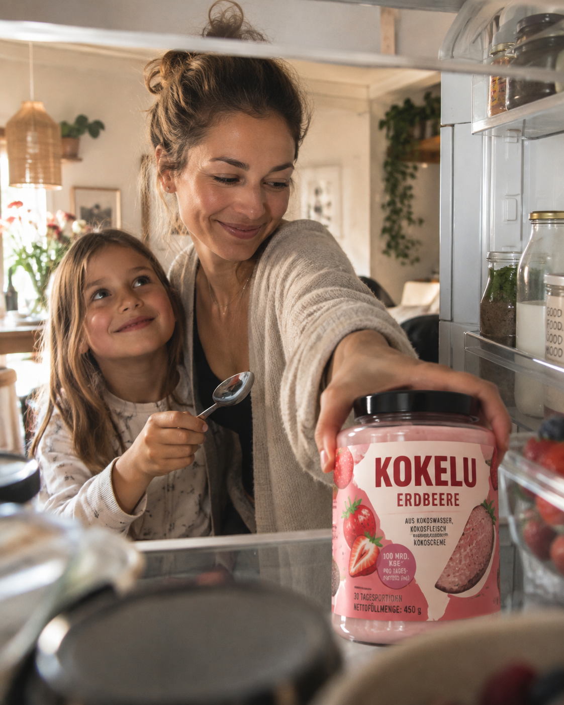 KOKELU Erdbeere wird aus dem Kühlschrank genommen